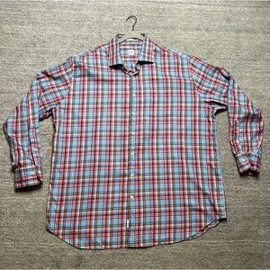 Peter Millar Mens Shirt Plaid Long Sleeve Button Down Shirt 2XL XXL